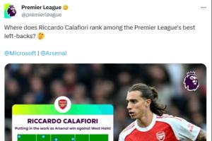 锁定主力！英超官方发问：卡拉菲奥里在英超最佳左后卫中排第几？